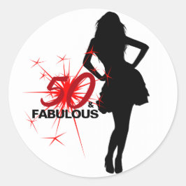 50 & FABULOUS Elegant 50th Birthday Red & Black Ronde Sticker