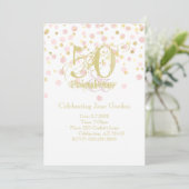 50 & Fabulous Elegant Birthday Invitation Kaart (Staand voorkant)