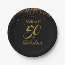 50 & Fabulous Elegant Black Gold Personalize