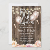 50 & Fabulous Elegant Floral Queen 50th Birthday Kaart (Voorkant)