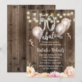 50 & Fabulous Elegant Floral Queen 50th Birthday Kaart (Voorkant / Achterkant)