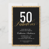 50 & Fabulous Elegant Glitter Birthday Party Kaart (Voorkant)