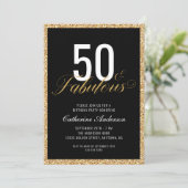 50 & Fabulous Elegant Glitter Birthday Party Kaart (Staand voorkant)