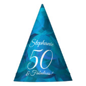 50 & Fabulous Elegant Ocean Blue Birthday Feesthoedjes (Voorkant)