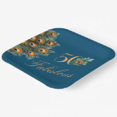 50 & Fabulous Elegant Peacock Feathers Birthday Papieren Bordje (Gebogen)