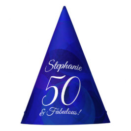 50 & Fabulous Elegant Royal Blue Birthday Feesthoedjes