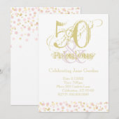 50 & Fabulous Elegant Verjaardag Confetti Pink Gol Kaart (Voorkant / Achterkant)