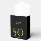 50 & Fabulous Elegant Verjaardag Zwart en Goud Bedankdoosjes (Geopend)