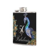 50 & Fabulous Elegant Waterverf Peacock Birthday Heupfles (Links)