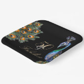 50 & Fabulous Elegant Waterverf Peacock Birthday Papieren Bordje (Gebogen)