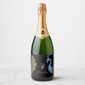 50 & Fabulous Elegant Waterverf Peacock Birthday Sparkling Wijnetiket (Voorkant)