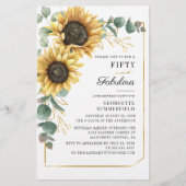 50 Fabulous Eucalyptus Sunflower Birthday Invite Briefpapier (Voorkant)