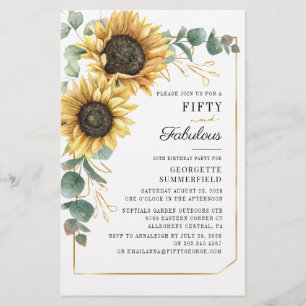 50 Fabulous Eucalyptus Sunflower Birthday Invite Briefpapier