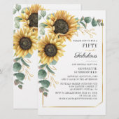 50 Fabulous Eucalyptus Sunflower Birthday Invite Briefpapier (Voorkant / Achterkant)