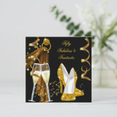 50 Fabulous & Fantastic Golden Champagne Party Kaart (Staand voorkant)