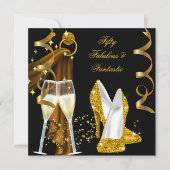 50 Fabulous & Fantastic Golden Champagne Party Kaart (Voorkant)