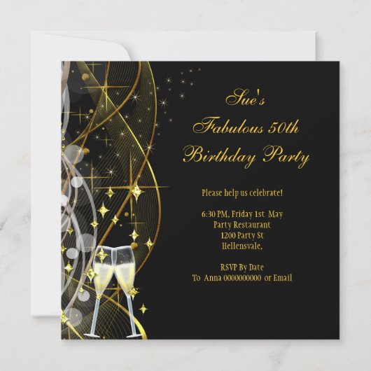 50 Fabulous & Fantastic Leopard Champagne Party Kaart (Achterkant)