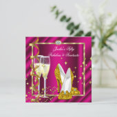 50 & Fabulous Fantastic Pink Yellow Gold Birthday Kaart (Staand voorkant)