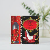 50 & Fabulous Fantastic Red Black Gold Birthday 2 Kaart (Staand voorkant)