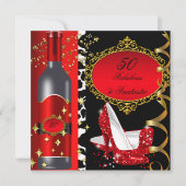 50 & Fabulous Fantastic Red Black Gold Birthday 2 Kaart (Voorkant)