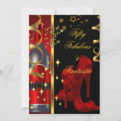 50 & Fabulous Fantastic Red Black Gold Birthday Kaart (Voorkant)