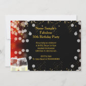 50 & Fabulous Fantastic Red Gold Champagne Party Kaart (Achterkant)