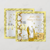 50 & Fabulous Fantastic White Yellow Day Kaart (Voorkant / Achterkant)