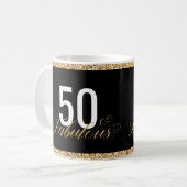 50 & Fabulous Faux Glitter Verjaardag Koffiemok (Voorkant links)