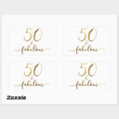 "50 & Fabulous" Faux Gold, v5 Verjaardags Cheer Rechthoekige Sticker (Vel)