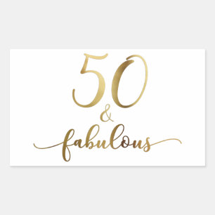"50 & Fabulous" Faux Gold, v5 Verjaardags Cheer Rechthoekige Sticker