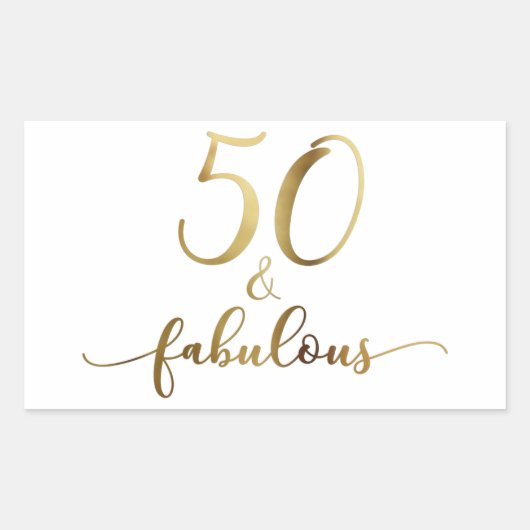 "50 & Fabulous" Faux Gold, v5 Verjaardags Cheer Rechthoekige Sticker (Voorkant)