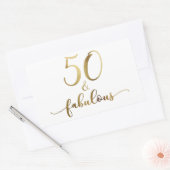 "50 & Fabulous" Faux Gold, v5 Verjaardags Cheer Rechthoekige Sticker (Envelop)