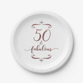 "50 & Fabulous" Faux Roos Gold Glitter Birthday Papieren Bordje