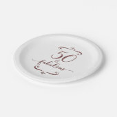 "50 & Fabulous" Faux Roos Gold Glitter Birthday Papieren Bordje (Gekanteld)