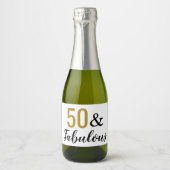 50 & Fabulous Fiftieth Birthday Party Favor Sparkling Wijnetiket (Voorkant)