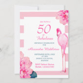 50 Fabulous Flamingo Pink Floral Chic Birthday Kaart (Voorkant)