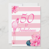 50 Fabulous Flamingo Pink Floral Chic Birthday Kaart (Achterkant)