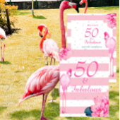 50 Fabulous Flamingo Pink Floral Chic Birthday Kaart