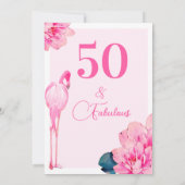 50 Fabulous Flamingo Roze Bloemrijke Chic Verjaard Kaart (Achterkant)