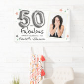 50- & Fabulous Foil-ballonbanden Foto Birthday Spandoek (Insitu)