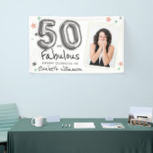 50- & Fabulous Foil-ballonbanden Foto Birthday Spandoek (Beurs)