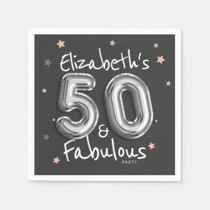 50 & Fabulous Folie Balloon Stars Verjaardag Servet