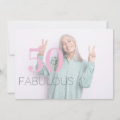 50 Fabulous Foto Modern Roze 50ste Verjaardagsfees Kaart (Achterkant)