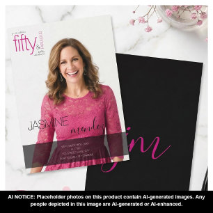 50 & Fabulous Foto-overlay monogram Verjaardag Kaart
