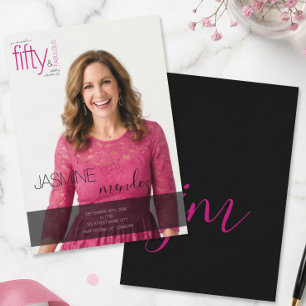 50 & Fabulous Foto-overlay monogram Verjaardag  Kaart