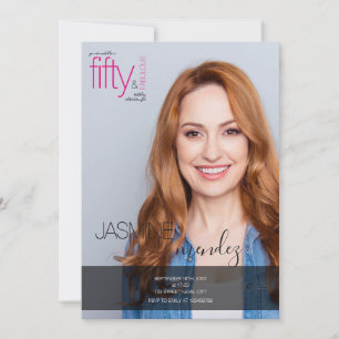 50 & Fabulous Foto-overlay Monogram Verjaardag Kaart