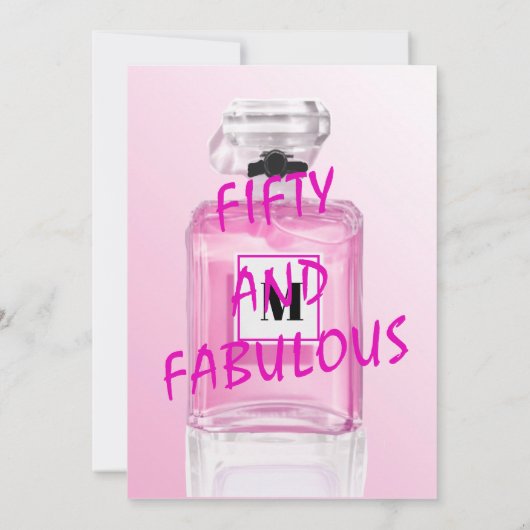 50 Fabulous French Chic Pink Perfume Monogram Kaart (Achterkant)