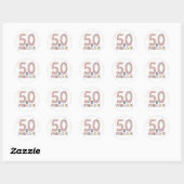 50 & Fabulous Fun Confetti Roze Trendy Typografie Ronde Sticker (Vel)