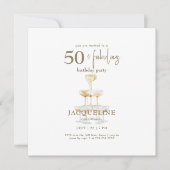 50 & Fabulous Glam Gold Square Verjaardagsfeest (Voorkant)