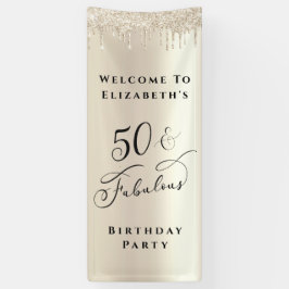 50 Fabulous Glitter Champagne Gold Birthday Party Spandoek